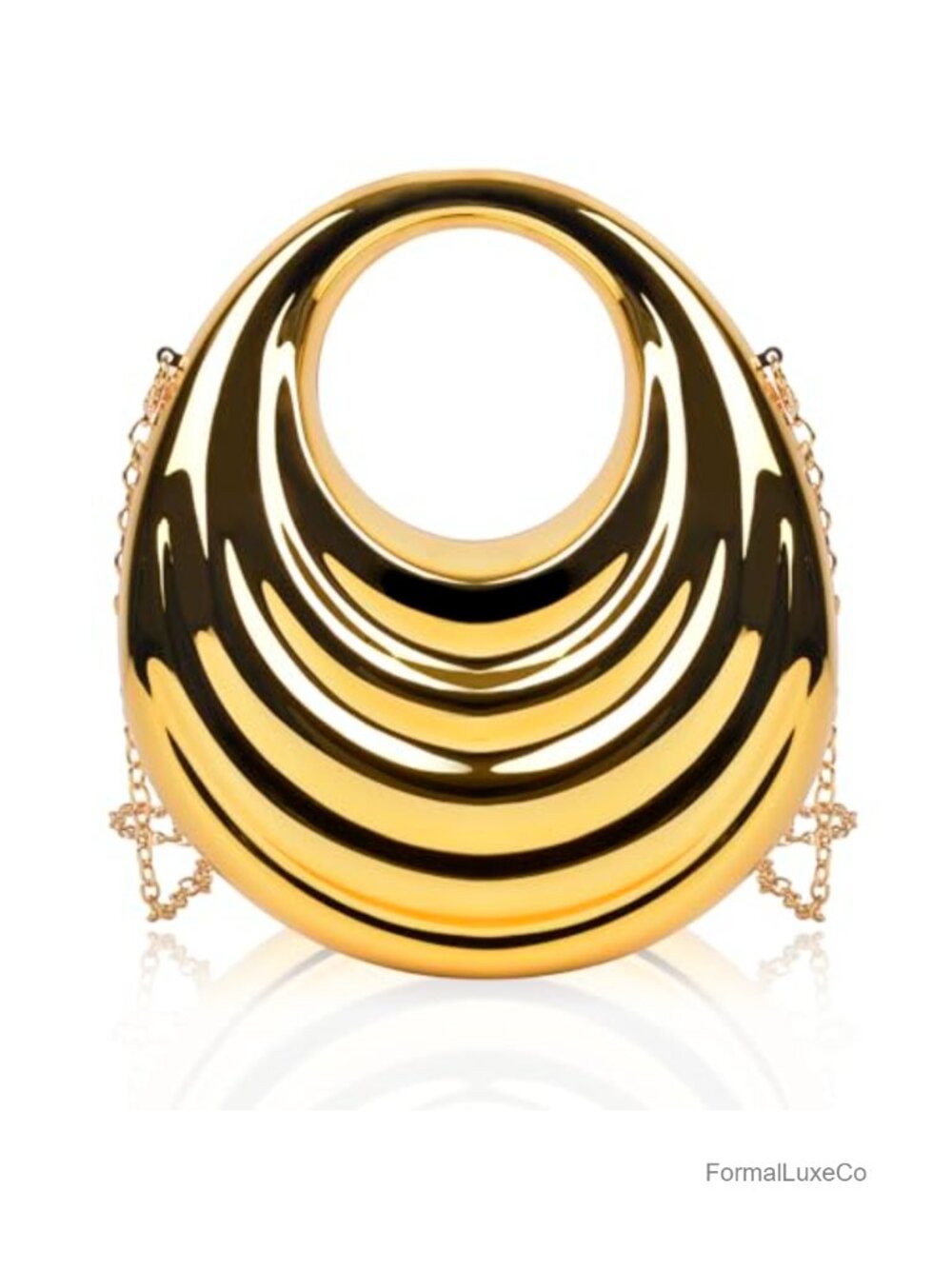 Gold Metallic Acrylic Evening Clutch with Detachable Chain